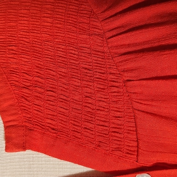 Nanette Lepore Women's Red Button-Up Top. Smocking Pearl Buttons. Size Meduim - Picture 2 of 7
